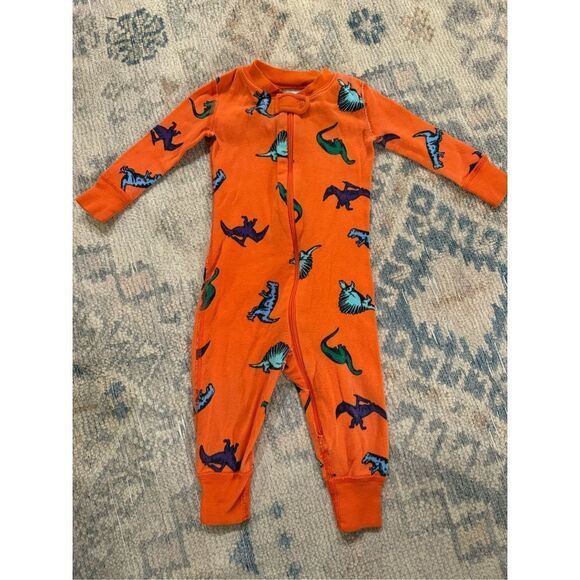 Hanna Andersson Multicolor Dinosaur Print Long Sleeve Onesie Size 6-12 Months - Picture 1 of 6